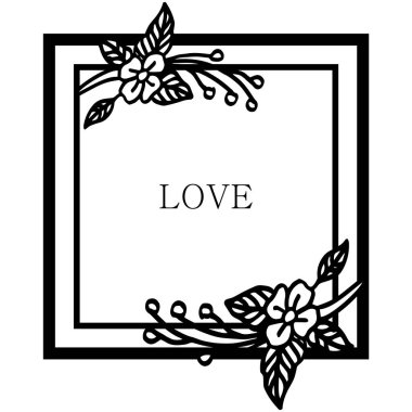 Yaprak çiçek çerçeve dikişsiz sınır, aşk kartı yazımı için. Vektör