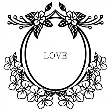 Yaprak çiçek çerçeve dikişsiz sınır, aşk kartı yazımı için. Vektör