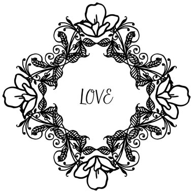 Doku benzersiz yaprak çiçek çerçeve arka plan metin için yer, aşk şablonu. Vektör