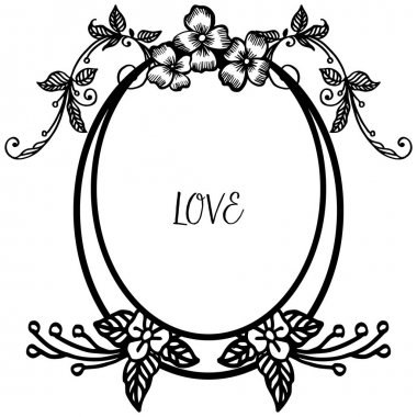 Zarif kart aşk için, yaprak çiçek güzellik duvar kağıdı ile Çerçeve desen. Vektör