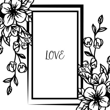 Zarif kart aşk için, yaprak çiçek güzellik duvar kağıdı ile Çerçeve desen. Vektör