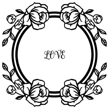 Doğa yaprak çiçek çerçeve ile kart aşk romantik tasarım. Vektör