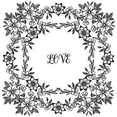 Kağıt çiçek çerçeve Kroki, siyah ve beyaz renkli, kart aşk desen duvar kağıdı için. Vektör