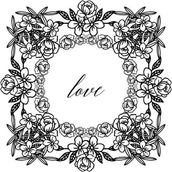 아름다운 잎 화환 인사말 카드 장식 디자인 사랑 프레임 테두리. 벡터 — 스톡 벡터