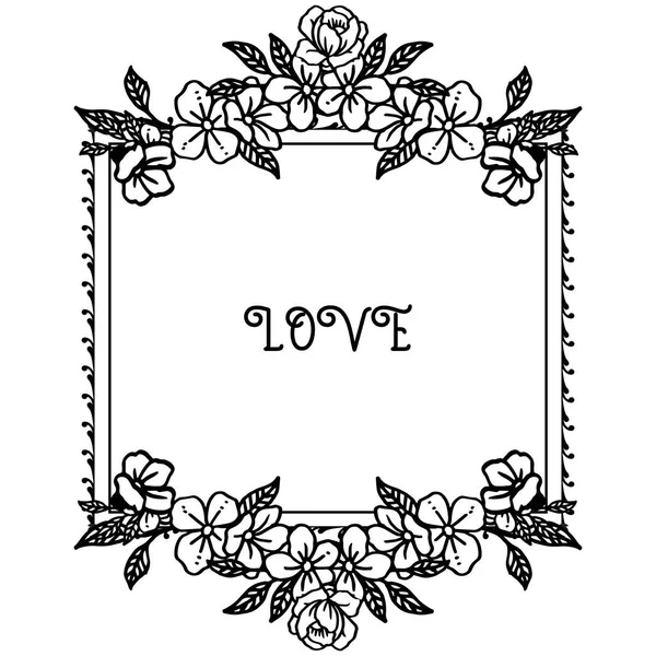 Yaprak çiçek çerçeve çeşitli sanat eserleri ile aşk romantik güzel kart. Vektör