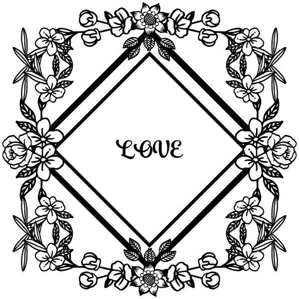 Elemento de design de cartão de amor, com quadro abstrato rosa wreatjh. Vetor — Vetor de Stock