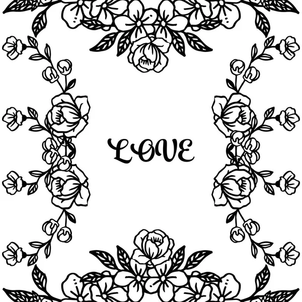 Cartão amor floral quadro fundo, isolado no fundo branco. Vetor — Vetor de Stock
