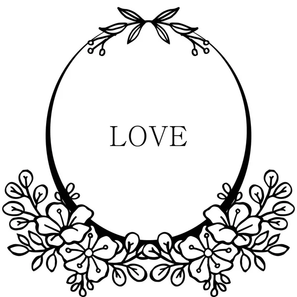 Cartão romântico em estilo vintage para inscrição de amor, com ornamentado de moldura de flor única. Vetor — Vetor de Stock