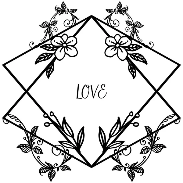 Textura hoja única marco floral fondo con lugar para texto, plantilla de amor. Vector — Vector de stock