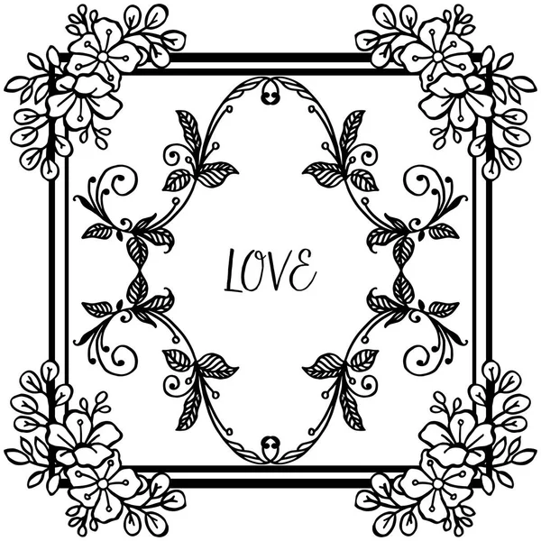 Textuur unieke blad Floral frame achtergrond met plaats voor tekst, sjabloon van de liefde. Vector — Stockvector