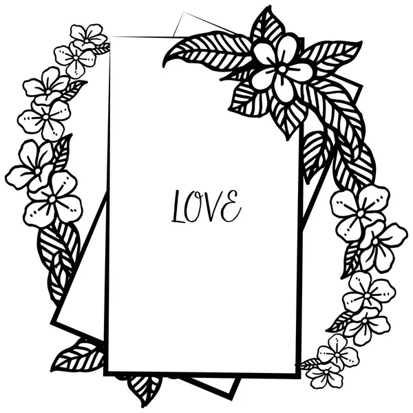 Padrão de quadro com papel de parede de beleza de flor de folha, para o amor cartão elegante. Vetor —  Vetores de Stock