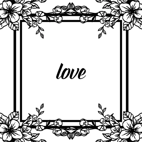 Elemento de design de cartão de amor, quadro bonito com várias folhas de forma floral. Vetor — Vetor de Stock