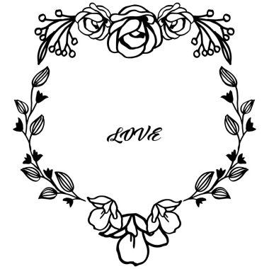 Metin şekli duvar kağıdı benzersiz çiçek çerçeve ile, romantik seviyorum. Vektör