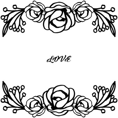 Metin şekli duvar kağıdı benzersiz çiçek çerçeve ile, romantik seviyorum. Vektör