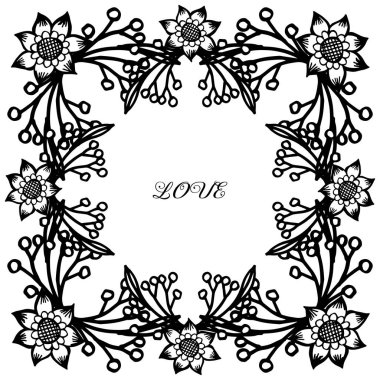 Benzersiz çerçeve ve zarif çelenk tarzı, aşk çeşitli tasarım tebrik kartı için. Vektör