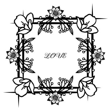 Çiçek çerçeve Desen tasarımı, dekorasyon tebrik kartı için romantik aşk. Vektör