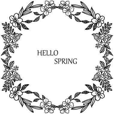 Eleman yaprakları ve çiçek çerçeve ile Merhaba bahar metin. Vektör