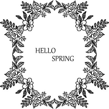 Eleman yaprakları ve çiçek çerçeve ile Merhaba bahar metin. Vektör