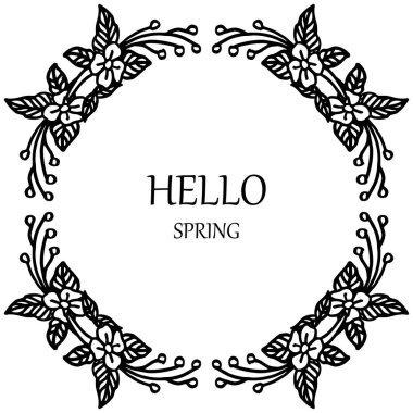 Merhaba bahar, yaprak çiçek çerçeve arka plan ile. Vektör