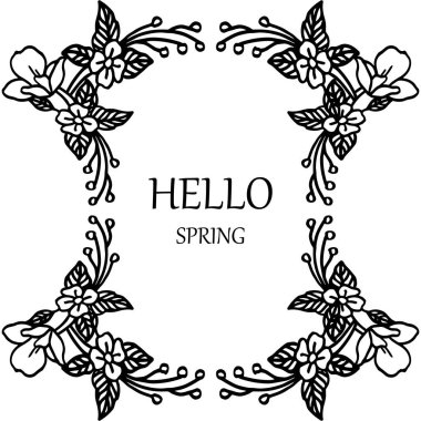 Merhaba bahar, yaprak çiçek çerçeve arka plan ile. Vektör