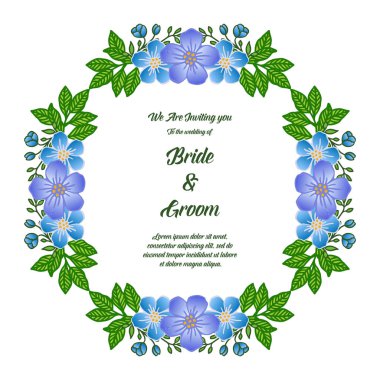 Motif güzel renkli çiçek çerçeve, metin gelin ve damat yazı için. Vektör