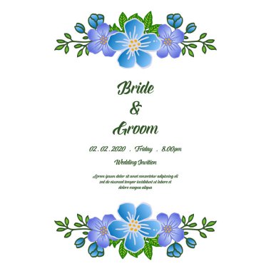 Gelin ve damat, düğün davetiyesi, retro renkli çiçek çerçeve sanatı ile tarih kartı kaydedin. Vektör