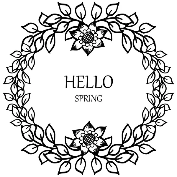 Tarjeta de felicitación hola primavera, con patrón de decoración de marco floral. Vector — Vector de stock
