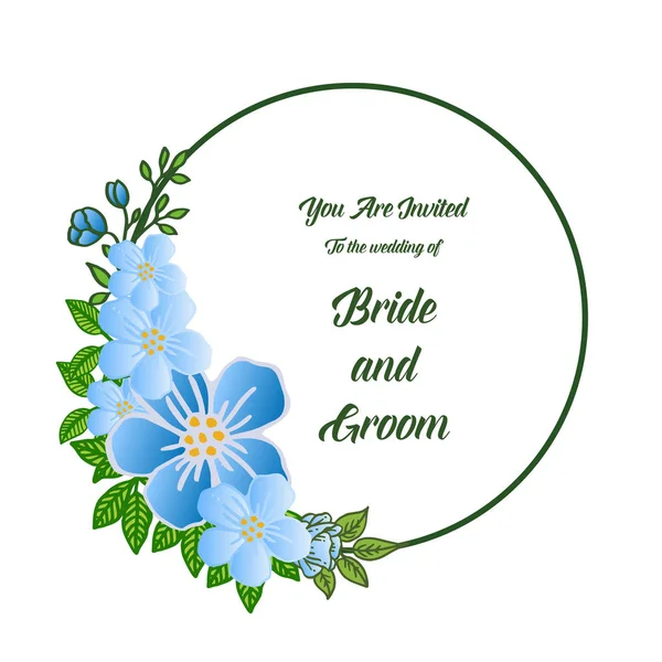 Διακόσμηση της νύφης κάρτα και τον γαμπρό, με κύκλο πολύχρωμο σκελετό λουλουδιών. Διάνυσμα — Διανυσματικό Αρχείο