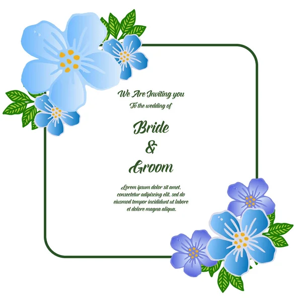 Letras para la invitación de la novia y el novio de la tarjeta, con el patrón colorido marco floral. Vector — Archivo Imágenes Vectoriales