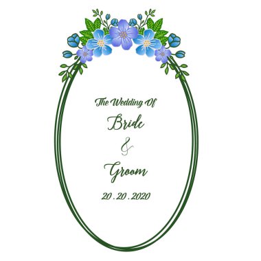 Gelin ve damat, düğün davetiyesi, retro renkli çiçek çerçeve sanatı ile tarih kartı kaydedin. Vektör