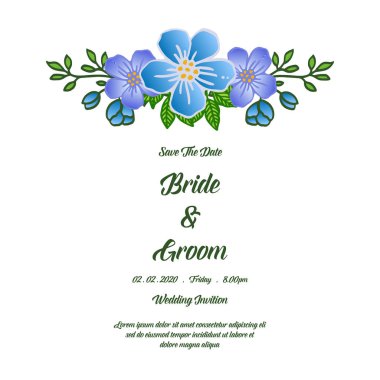 Gelin ve damadın el yazısı metni, düğün davetiyesi, tarihi kaydedin, süs renkli çiçek çerçevesi ile. Vektör