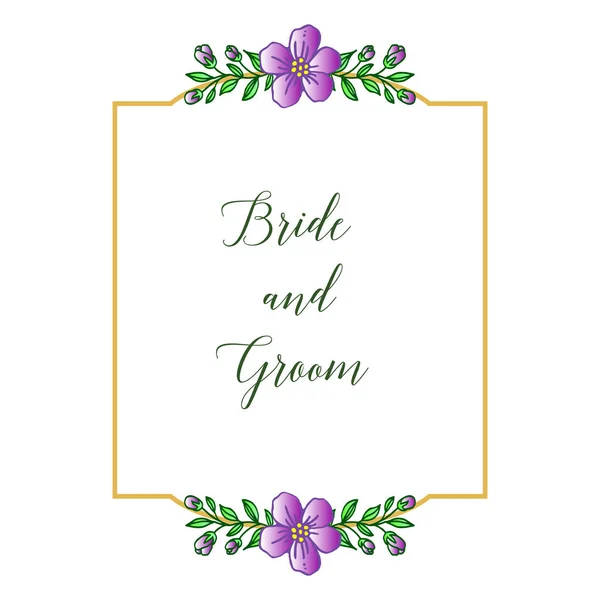 Яркий красивый фиолетовый венок рамка, для украшения шаблон карты невесты и жениха. Вектор — стоковый вектор