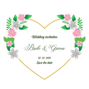 Calligraphic tasarım yazı elemanı gelin ve damat, zarif renkli çelenk çerçeve ile. Vektör