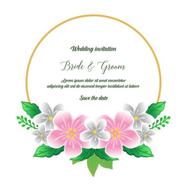 Soyut renkli çelenk çerçeve, gelin ve damat calligraphic yazı için. Vektör