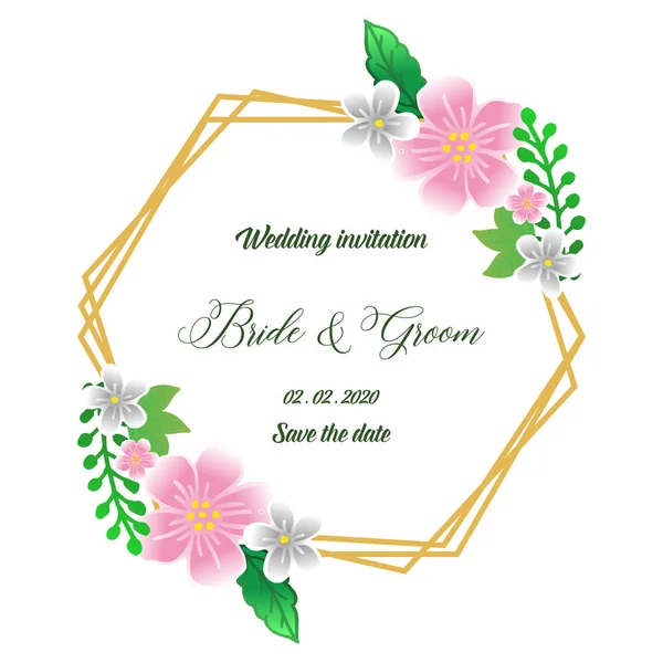 Vorlage der Karte Braut und Bräutigam mit niedlichen bunten Blumenrahmen. Vektor — Stockvektor