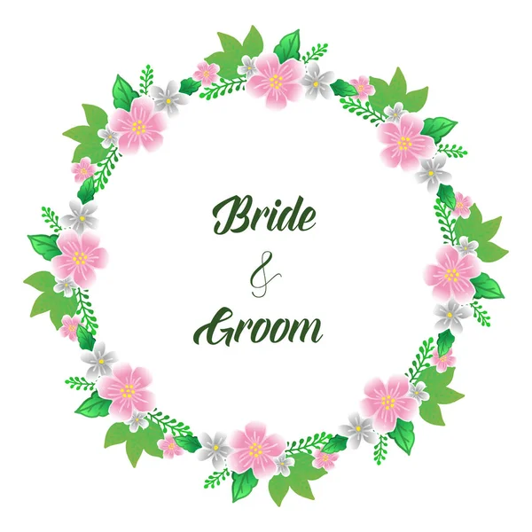 Einladungskarte kalligrafische Braut und Bräutigam, mit grafischem Design bunten floralen Rahmen. Vektor — Stockvektor