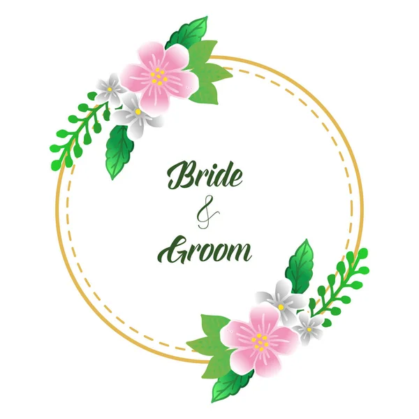 Banner oder Poster Braut und Bräutigam, mit Design-Element bunten Blumenrahmen. Vektor — Stockvektor