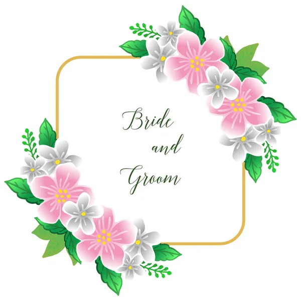 Handgeschrieben von romantischen, für Grußkarte Braut und Bräutigam, mit Dekoration von bunten Blumenrahmen. Vektor — Stockvektor