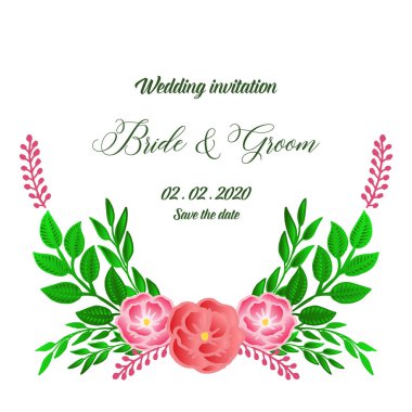 Davet kartı gelin ve damat için düğün vintage, gül çiçek çerçeve zarif dokusu ile. Vektör