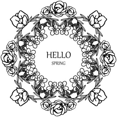 Merhaba bahar, yaprak çiçek çerçeve arka plan ile. Vektör