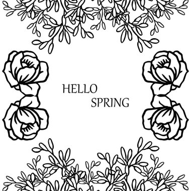 Soyut yaprakları ve çelenk çerçeve, tasarım tebrik kartı merhaba bahar için. Vektör