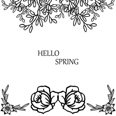 Soyut yaprakları ve çelenk çerçeve, tasarım tebrik kartı merhaba bahar için. Vektör