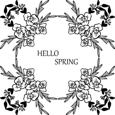Yaprak çiçek çerçeve tasarım elemanı ile davet kartı merhaba bahar için mükemmel. Vektör