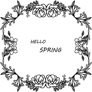 Benzersiz doğa yaprak çiçek çerçevesi tarzı ile Modern tebrik kartı merhaba bahar. Vektör