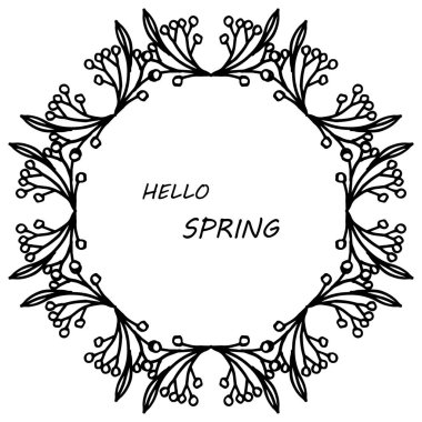 Benzersiz doğa yaprak çiçek çerçevesi tarzı ile Modern tebrik kartı merhaba bahar. Vektör