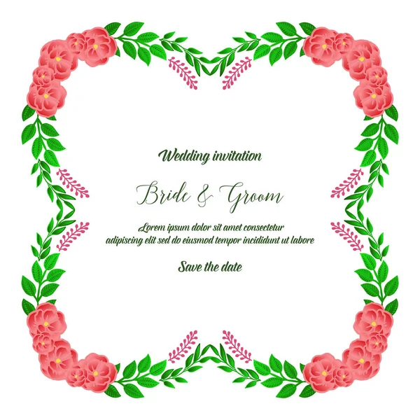 Vários moldura floral folha verde forma, para decoração de noiva de cartão e noivo. Vetor — Vetor de Stock