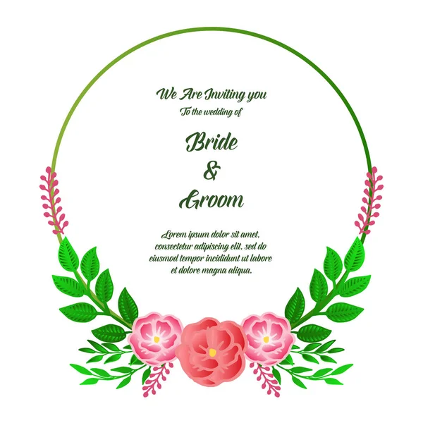 Svatební ročník pro nevěstu a ženicha z pozvánky, s texturou růžových květů. Vektorové — Stockový vektor