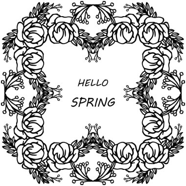 Kart merhaba bahar modern tarzı için yaprak çiçek çerçeve çeşitli kalabalık. Vektör