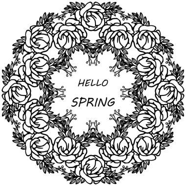 Kart merhaba bahar modern tarzı için yaprak çiçek çerçeve çeşitli kalabalık. Vektör