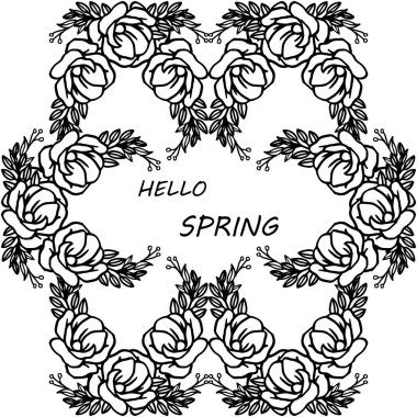 Yaprak çiçek çerçeve kalabalık ile tasarım kartı merhaba bahar. Vektör